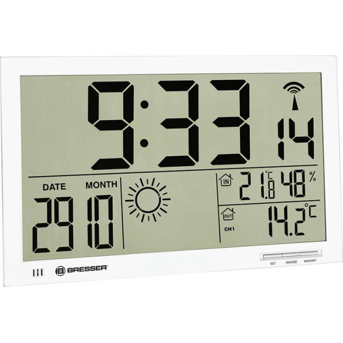 Метеостанция (настенные часы) BRESSER MyTime Jumbo LCD, белая 74647